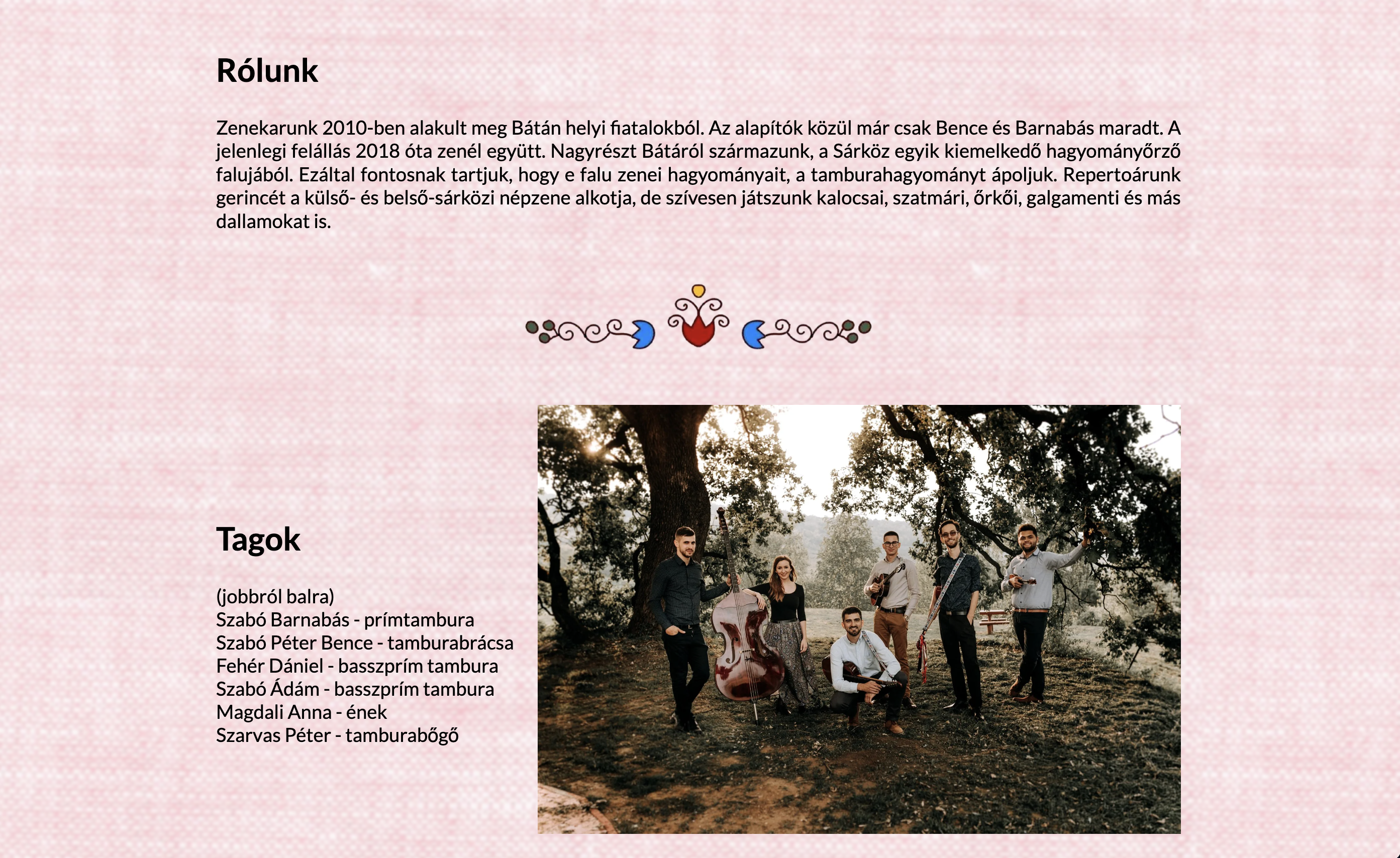 Music band's site